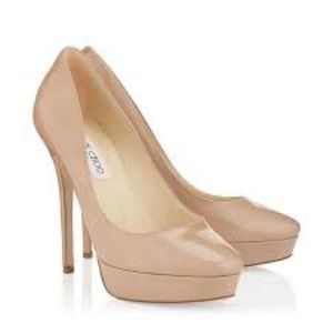 Jimmy Choo Beige Cosmic Nude Patent Pumps Size 40